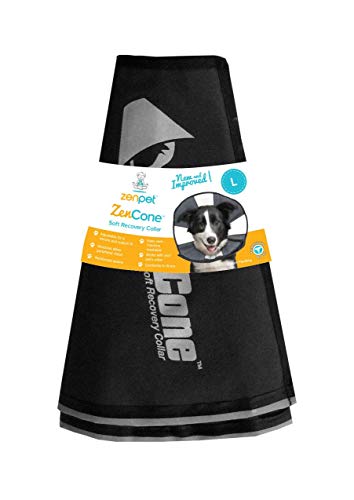 ZenPet Recovery Cone E-Collar for Dogs & Cats – Soft, Comfortable, Safe & Stress-Free Healing After Surgery, Adjustable Design, Secure Custom Fit (Large) - size: Large