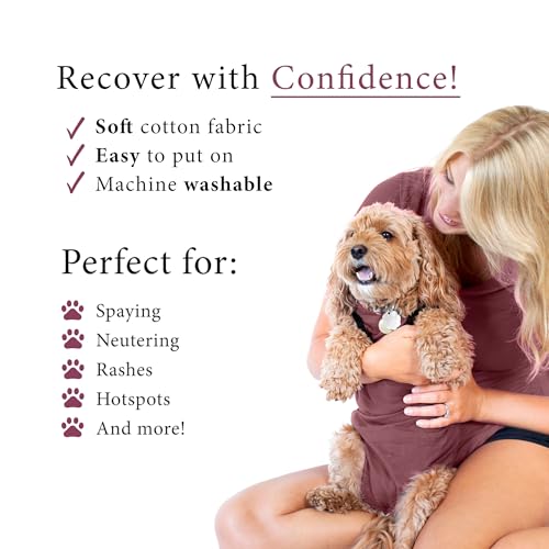 Dog Surgery Recovery Suit, Male Female After Spay Neuter Onesie | Soft Breathable Cotton, Anti-licking Cone Alternative, Protects Stitches & Abdominal Wounds, Patented Clip-up Potty System - color: Rose, size: Mini