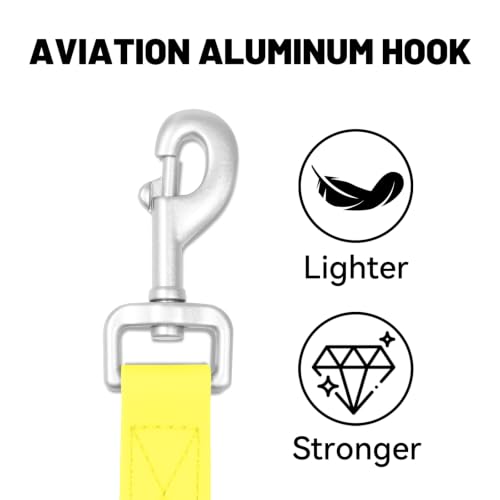Waterproof Dog Leash with Double Handle, 6 FT Durable Odor-Proof Dog Leashes with Strong Aviation Aluminum Hooks Fits Small Medium or Large Dogs - color: Yellow, size: 6FT - Double Handle