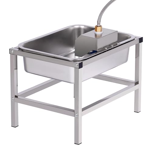3Gal Automatic Dog Water Bowl Dispenser for Large Dogs Outdoor | Elevated Dog Water Bowl with Stand, Stainless Steel Pet waterer with Float Valve for Large Breed, Reduces Neck Pressure