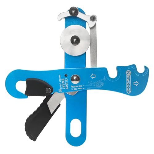 NewDoar Climbing Stop Descender Rappelling Belay for Ropes 10-12mm The Novices for Rescue & Arborist CE Certification - color: Blue