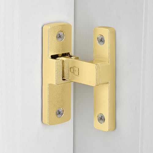 Gold 90 Degree Barn Door Lock ，Right Angle Door Lock Latch | Zinc Alloy Flip Gate Latches,for bedroom,garage,balcony,barn,sliding door,bathroom,window,cabinet,drawer,pet enclosures - color: Gold_90 Degree