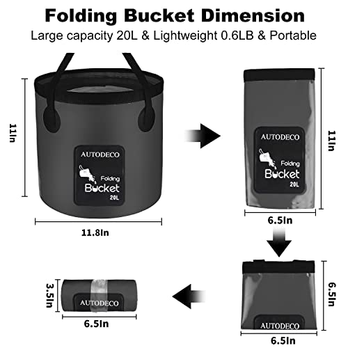 Collapsible Bucket 5 Gallon Container Folding Water Bucket Portable Wash Basin 20L - color: Black