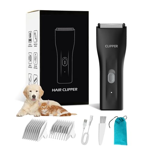 Prowerful Home Professional Dog Grooming Kit Clipper Low Noise USB Rechargeable Gifts for Dog Cat Black,TS006 - color: Ts006-black