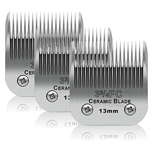 3-3/4FC Dog Grooming Ceramic Blades,Compatible with Andis,Oster A5,Wahl KM10 | Size 3-3/4FC Detachable Ceramic Blade 1/2-Inch 13MM Cut Length,3 Pack - size: 3pc 3-3/4fc: 1/2" (13 mm)