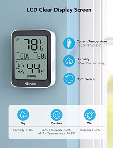 Govee Indoor Hygrometer Thermometer 3Pack H5075 with Bluetooth App Control (Pack of 2) - color: Black, size: 6 Pack