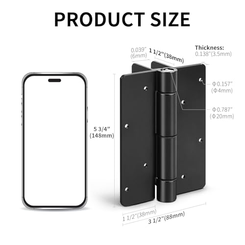 Upgraded 5.75" Aluminum Self Closing Gate Hinges, Fence Gate Hinge for Aluminum | Vinyl | Iron | Wood Gates, Self Closing Force Adjustable Spring Hinges -1Pair (Black)