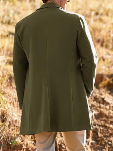 PASLTER Mens Trench Coat Slim Fit Mid Length Pea Coat Winter Overcoat | Notched Collar,Single Breasted,Warm Peacoat Jacket,Soft Mens Dress Coat,Fall Winter Mens Trench Coat Long - color: Armygreen, size: Medium