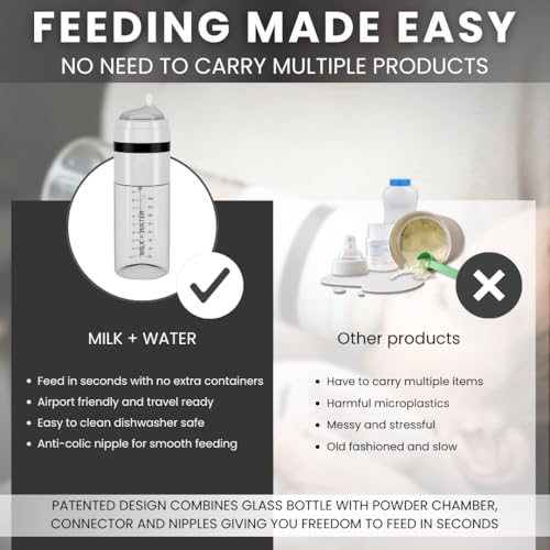 MILK & WATER Glass All-in-One Baby Bottle with Anti Colic Nipple - color: Arctic White