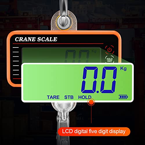 Digital Crane Scale, 1500kg 3000lb Duty Industrial Hanging Scale, with Remote Control LED Display, Remote Control Range 20m, for Measuring Weight(Orange)