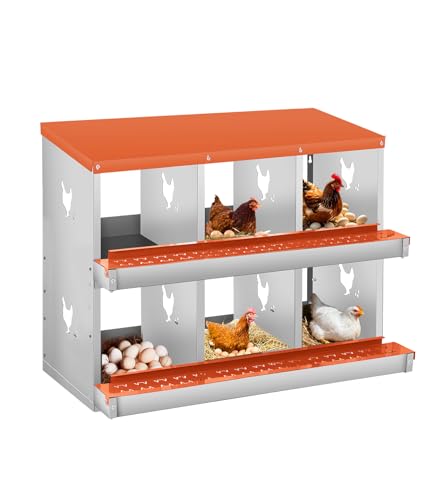 Garvee Chicken Nesting Box, 6 Compartment Metal Nesting Box | Wall Mount Chicken Nesting Boxes for Laying Eggs,Easy Egg Collection,6 Room Nest Boxes for Chickens - color: Red, size: 8 Compartment Chicken Nesting Box