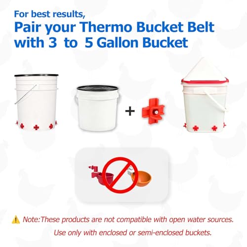 Chicken Waterer Heater Belt 50W, Fits 2-5 Gal Buckets, On<68°F Off>86°F