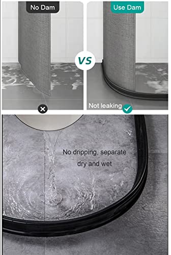 67Inch Collapsible Shower Threshold Water Dam 2" High Shower Barrier Water Stopper 2" Tall Shower Water Guard To Keep Water In Shower Dry And Wet Separation Bathroom Wheelchair Accessible Black - color: Black, style: 67inch