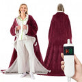 Wearable Heated Blanket With Sleeves & Foot Pocket, Heated Throw Blankets Fast Heating Blanket With 10 Heat Settings Auto Shut Off Over-Heat Protection-Warm Gift, Machine Washable, 52”*72”+18” - color: Red