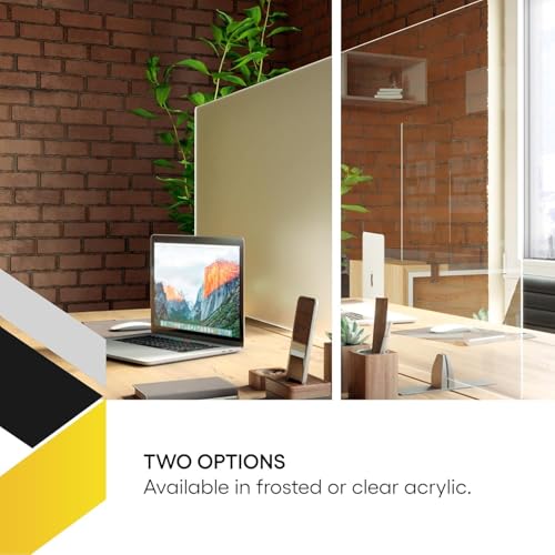 OBEX Acrylic Free Standing Screen, Divider for Desk Privacy Home & Office Partitions for Table Top Workstation, Portable Cubicle Panel for Work, 24" x 42", Frosted - color: Frosted, size: 24"H X 42"W