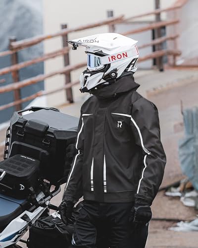 RIDEIRON Motorcycle Rain Gear for Men & Women, Waterproof Rain Suit | 15,000 mm Waterproof Rating, Zippered Leg Openings, Roomy Seat Design, Reflective, Breathable, Fishing, Golf, Hunting - size: XX-Large