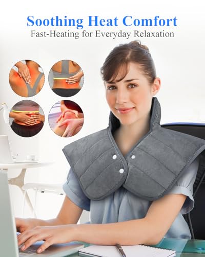 Heating Pad for Neck Shoulders and Back, 2.7lb Weighted Electric Heat Pad 6 Heat Levels 4 Auto Timers, 22"x37" Large Heated Pad for Full Body Relax, ETL Certified, Birthday Gifts for Women Men Mom Dad