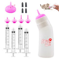 Pet Feeding Nipple with Syringe, Soft Silicone Nursing Pet Feeding Bottle, Ventilation Valve Resistant Tearing for Puppies, Kittens, Rabbit, Small Wildlife (M Nipple,Pink) - color: Pink-M Size