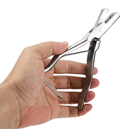 Ear Tag Plier Stainless Steel, Ear Notcher, Stainless Steel Pig Ear Tag Plier, Hear Tag Notcher with Safe Buckle for Cattle, Sheep, Goats, Pigs, and Dogs Identification(U Shape 26x20x3.5cm)