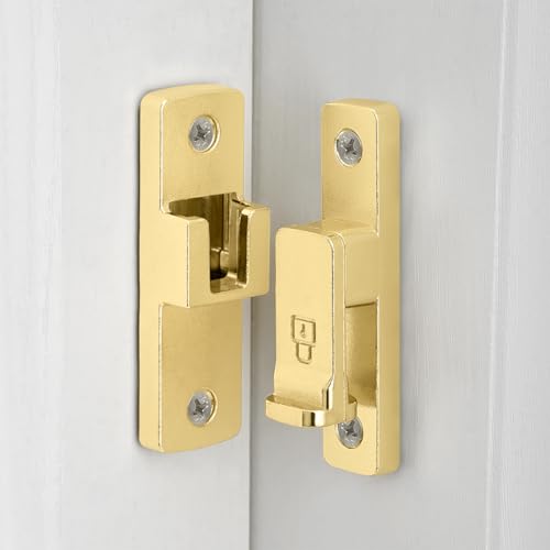 Gold 90 Degree Barn Door Lock ，Right Angle Door Lock Latch | Zinc Alloy Flip Gate Latches,for bedroom,garage,balcony,barn,sliding door,bathroom,window,cabinet,drawer,pet enclosures - color: Gold_90 Degree