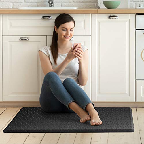 HappyTrends Kitchen Mat Cushioned Anti-Fatigue Kitchen Rug,17.3"x39",Thick Waterproof Non-Slip Kitchen Mats and Rugs Heavy Duty Ergonomic Comfort Rug for Kitchen,Floor,Office,Sink,Laundry,Black | Thick,Soft and Waterproof Non-Slip Mats and Rugs Heavy Duty