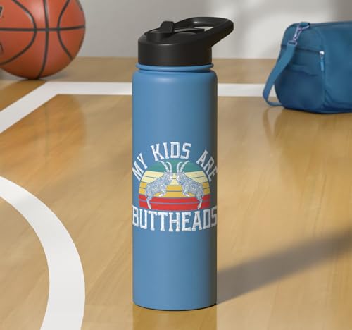 My Kids Are Buttheads Goat Whisperer Farm Animal Stainless Steel Insulated Water Bottle - color: Light Blue