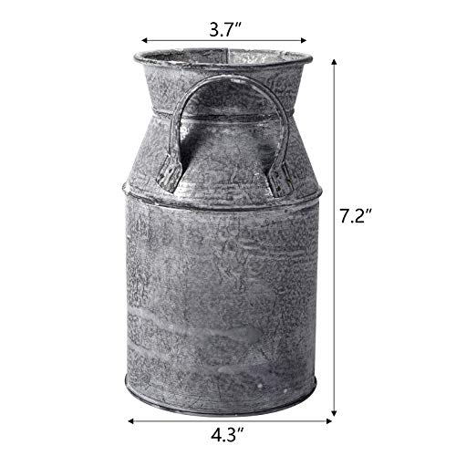 TOPZEA 2 Pack Shabby Chic Milk Can Vase, Galvanized Finish Milk Can Vase Jug Rustic Metal Flower Vases Petite Bucket for Home, Kitchen, Living Room, Farmhouse Decor, Table Centerpieces - style: Country Rustic