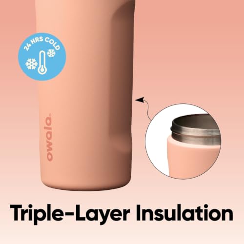 Owala FreeSip Kids Stainless Steel Water Bottle 16 oz Peach of Mind - color: Peach of Mind, size: 16 Ounces