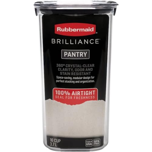 Rubbermaid Brilliance Food Storage Container, 16-Cup, Airtight | Clear/Grey | For Pantry Organization | Pack of 2 - size: Set of 2