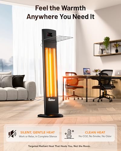DR. INFRARED HEATER Portable Infrared Indoor and Outdoor Space Heater for Patio, Garage, Commercial & Residential With Remote Control, Space Heater (Freestanding/Ceiling/Mounting), Black - size: 39 Inches