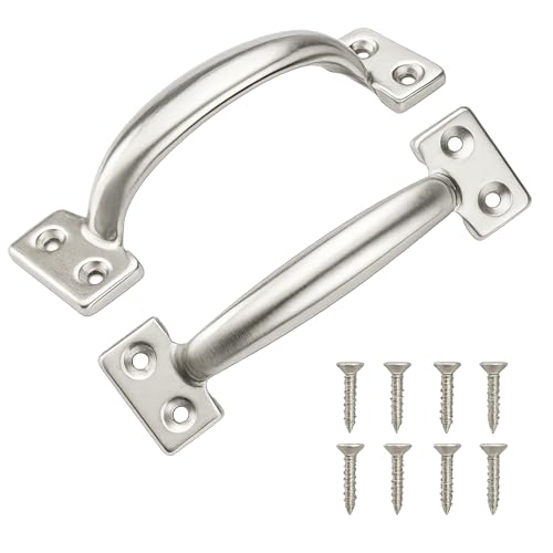 6 Inch Gate Handle Outdoor 304 Stainless Steel Door Pull Handle Rustproof Barn Door Handles for Fences Garage Yard Kitchen Bathroom (2 Pack) - size: 2 Pack 6 Inch Stainless Steel