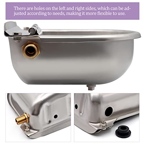 Automatic Dog Water Bowl Dispenser with Brass Float Valve and Drain Hole | Heavy‑Duty 304 Stainless Steel, Wall‑Mounted, Auto‑Refill Waterer, for Dogs, Cats, Chickens, Cattle, Pigs, Goats and Sheep