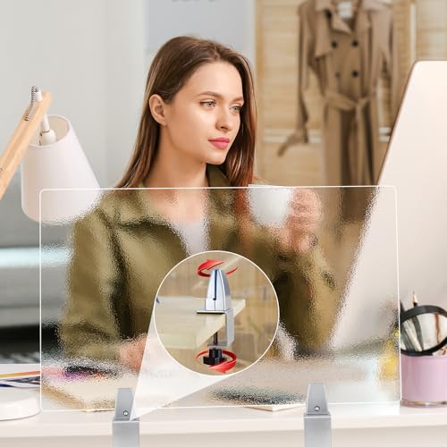 2 Packs Sneeze Guard Support, Aluminum Adjustable Partition Clamp, Acrylic Desk Divider Support, Desk Shield Clamp Privacy Panel for Counter - size: Sideclamp - 2pcs