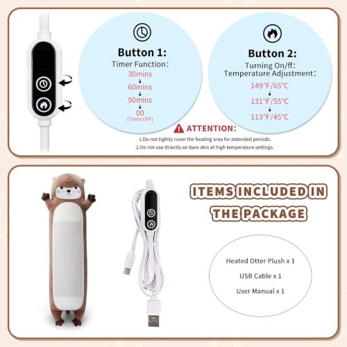 Otter Plush USB Heating Pad for Girls Period Cramps Menstrual | 20” Brown Otter Heated Plush Stuffed Animals, Portable Indoor Outdoor Use, Electric Plush Heating Pad for Women Mom Gifts - color: Brown Otter Heating Pads