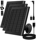 3-Pack 8W Solar Panel Chargers for Ring Cameras with 10FT Cables | Compatible with Stick Up Cam/Plus Battery, Spotlight Cam Plus/Pro Battery, Includes USB-C/DC/Micro Adapters, Stays Powered - color: Black
