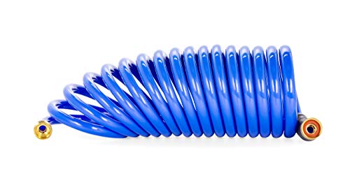 Camco 20’ Coiled Water Nozzle with Adjustable Spray Pattern Kit – Hose Design Prevents Kinking and Tangling, for Car Washing and Gardening (41980) - style: 20' Coiled Water Hose Kit