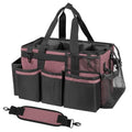 SCAVATA Wearable Cleaning Caddy, Cleaning Caddy Supplies Organizer with Handle & Shoulder Straps for Housekeepers, Under Sink & Car Cleaning Tool Organizers Bag with 4 Foldable Divider (LotusPink) - color: LotusPink