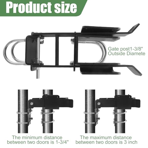 Chain Link Double Gate Latch for 1-3/8 Inch Gate Frames, Heavy Duty Chain Link Residential Strong Arm Double Gate Latch, Chain Link Fence Gate Latch for Ranch Fences & Yard Gates