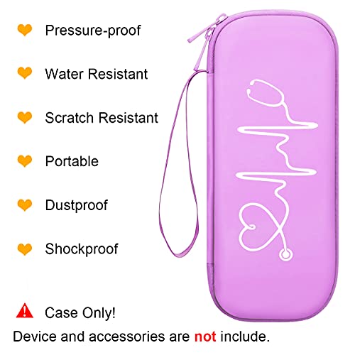 BOVKE Travel Carrying Case Compatible with 3M Littmann Classic III, Lightweight II S.E, MDF Acoustica Deluxe Stethoscopes - Extra Room for Medical Scissors EMT Trauma Shears and LED Penlight, Purple - color: Pu Leather_Purple