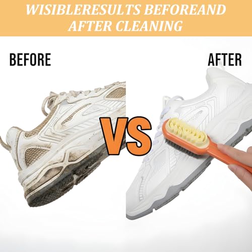 Suede Shoes Brush, 2-in-1 Rubber Polish Eraser Lazy Shoe Brushes All-Round Cleaning Tool Orange Shoe Brush and Eraser with Soft Bristles for Suede Nubuck Shoes Bag Jacket Boots Cleaning