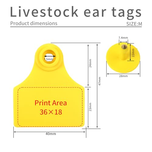 500pcs Farm Animal Ear Tags Numbered 001-500 Livestock Identification for Cattle Cows Hogs Pigs Sheep Goats (500, Medium-Yellow) - color: Medium-yellow