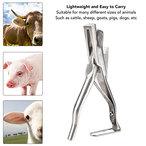 Ear Tag Plier Stainless Steel, Pig Ear Tag Pliers, Ear Tag Plier, Ergoesnomic Veterinary Ear Notcher Tool for Cattle, Sheep, Goats Identification (V Shape)