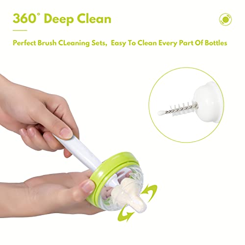 White Baby Bottle Brush Kit with Sponge Heads, Straw Cleaners & Wash Tool | Replaceable foam heads and straw cleaner set. Designed optimally for compact household containers and daily accessory care.