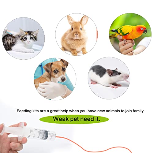 Pet Feeding Supplies Kit-3 Pack Red Rubber Feeding Tube(8Fr, 10Fr, 14Fr) With 3 Pack 10/30/60 Ml Syringes For Lamb,Goat,Sheep,Puppy,Kitten Whelping Feeding Watering