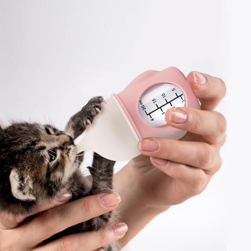 Ergonomic Pet Nursing Bottle,Puppy Bottles for Nursing Puppy Milk - 20ml Slow Flow Kitten Bottle Feeding kit for Newborn Kittens/Puppies/Small Animals, Easy-Clean Silicone Feeder (‌Pink‌) - color: ‌Blush Pink‌