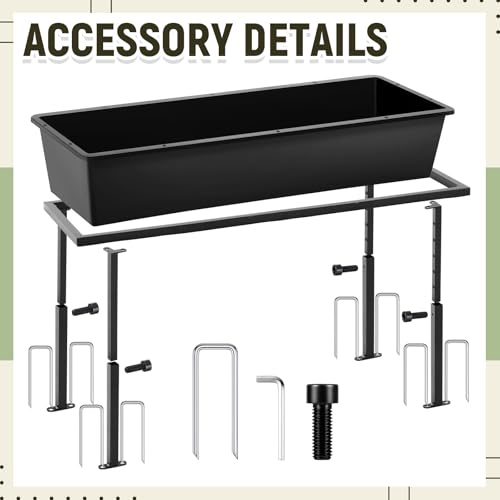 2 Pack 38.6 Inch Livestock Feeding Trough, 11 Gal Water 66 Lbs Feed | Water and Feed Use, Adjustable Stand, Non Slip Spill Proof, Metal Plastic Construction, Horses Goats Sheep Cattle, Farm Use