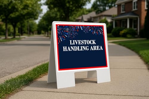 Livestock Handling Area 4Th Of July American Flag Usa Patriotic Fireworks A-Frame Double Sided 23x23 in. Yard Road Sign - size: Double A-Frame Sign