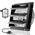 HG Power 12 Inch Attic Fan with Speed Controller, 971 CFM Shutter Exhaust Fan with EC Motor, Wall Mounted Greenhouse Fan for Shed, Basement, Gable, Chicken Coop Ventilation Use, Black - size: 12 Inch w/ Speed Controller