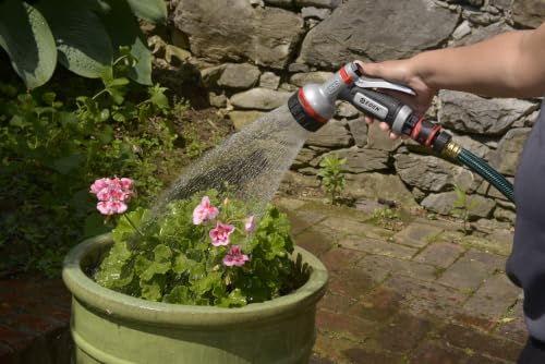 Eden PRO 94830 Metal Rear Trigger 6-Pattern Turbo Nozzle | Heavy-Duty Hose Sprayer for Garden, Lawn, Plants, Outdoor Cleaning, Durable Aluminum Core, Quick Connect Set Bundle - style: Rear Trigger