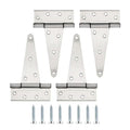 HOME MASTER HARDWARE 6 Inch Stainless Steel Gate Hinges for Wooden Fences Heavy Duty Tee Hinges,Shed Door Hinge,T-Strap Hinge for Outdoor Barns Gate with Screws 4 Pack | T Hinges for Outdoor Wood, Shed and Barn Door, 100LBS Capacity, Rotate 270 Degrees, I